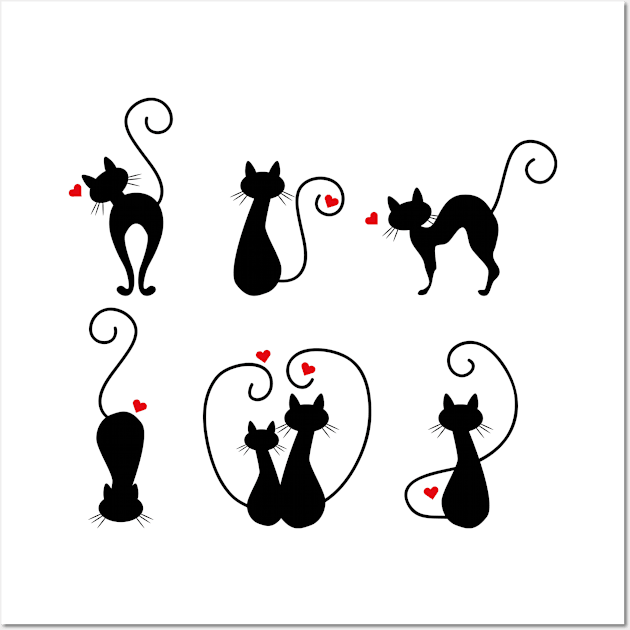 Love Cat Silhouettes Wall Art by Mako Design 